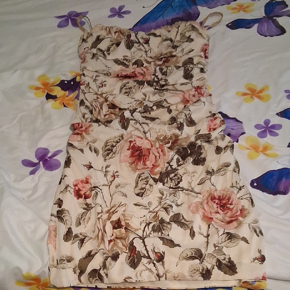 Dolce & Gabbana Cream and Pink Floral Mini Dress